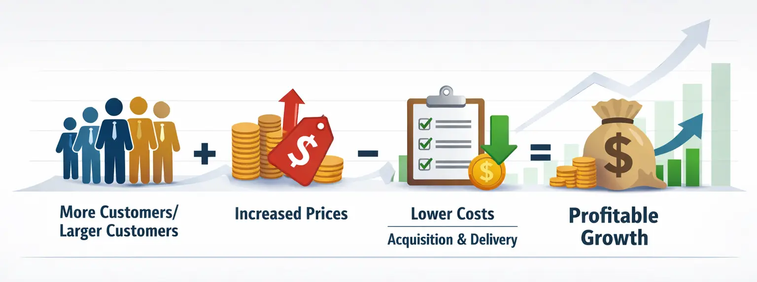 An illustration showing a strategy to profit growth